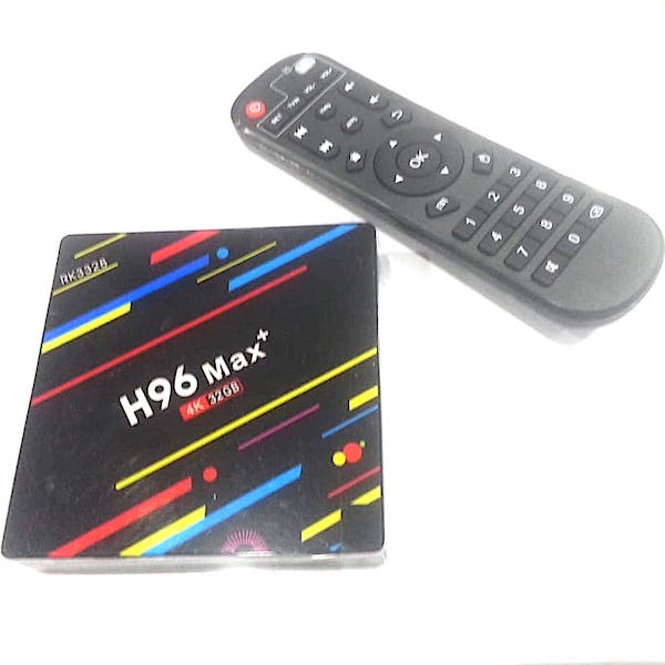 TV Box H96 Max Smart TV 4Gb tuner — media-pleyer. 4K HDR. OS: Google Android TV. Yaddaş: 32Gb. RAM: 4 Gb. İnternet: Wi-Fi, LAN-port.